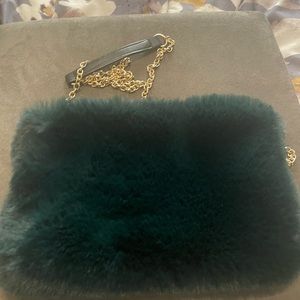 Fluffy green shoulder bag